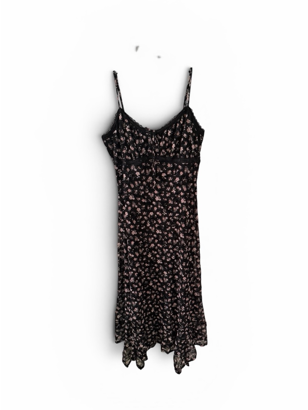Planet Heart Black Floral Lace Trim Cottagecore Slip Midi Dress Size XL